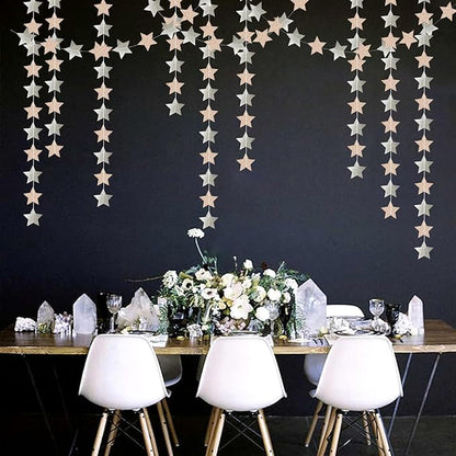 Champagne Glitter-Silver Party-Decorations Birthday Garland - 62ft Twinkle Little Star Hanging Streamers Banner,Boho Wedding Bridal Baby Shower Disco Christmas Bachelorette Engagement Decor Hugtmr