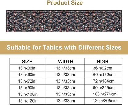 Morris Flower Table Runner, Vintage Blue Floral Rustic Country Style Floral Print Pattern for Home Kitchen Table Decor Dining Coffee Room Garden Party Decor 13x36in
