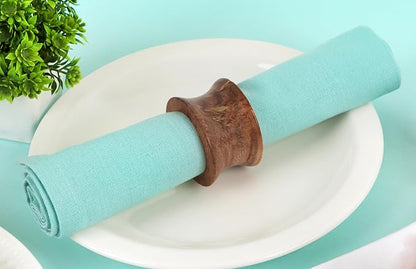 Wooden Napkin Rings Set of 12 Fall Decor for Home Round Acacia Wood Napkin Holders for Dining Table Settings Wood Napkin Ring Rustic Table Décor for Weddings, Parties, and Everyday Use - CLEENTABLE