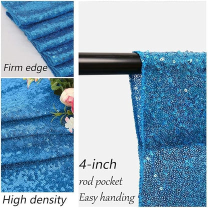 8ft x 8ft Aqua Blue Sequin Backdrop Curtain Sparkle Photo Backdrop for Wedding Birthday Baby Shower Wall Decorations