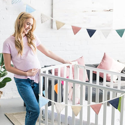 Oudain 15.5 ft Pennant Banner Flags, 2 Pcs Nursery Garland Triangle Bunting Flag Baby Banner for Nursery Decor Baby Birthday Boho Wedding Shower Party Event, Each 7.75 ft(Elegant Color)