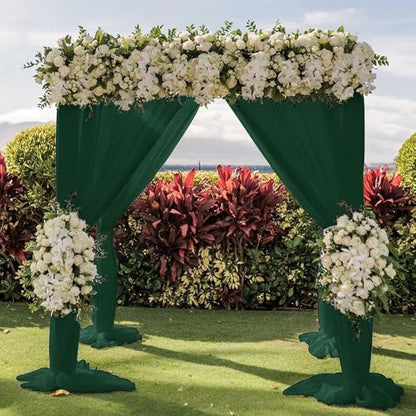 Wedding Arch Draping Fabric 4 Panels 30'' x 18FT Emerald Green Sheer Chiffon Arch Drapery for Photo Booth Bridal Shower Baby Shower Church Decor Newborn Photography Christening Outdoor Party