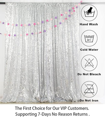 ShinyBeauty 8FTx10FT Silver Sequin Backdrop | Sparkle Drapes for Photoshoots, Weddings, and Parties | Elegant Glitter Background for Photography Backdrops