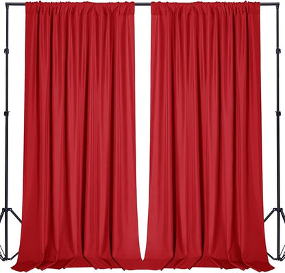 Sugargirl 10x10FT Red Backdrop Curtains Polyester Photo Backdrop Drapes Curtains 2 Panels with Rod Pockets for Party Birthday Wedding Photography Home Decoration