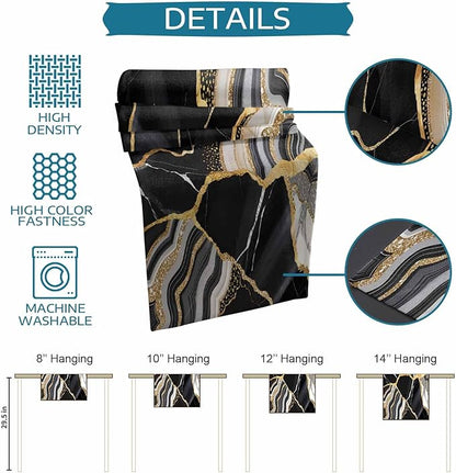 Geometric Black Marble Cotton Linen Table Runner for Dining Kitchen, Wedding Outdoor Party Tablerunners Decoration,Farm Marble Liquid Ripple Abstract Dresser Scarf Coffee Tablecloth Runners 13''x108''
