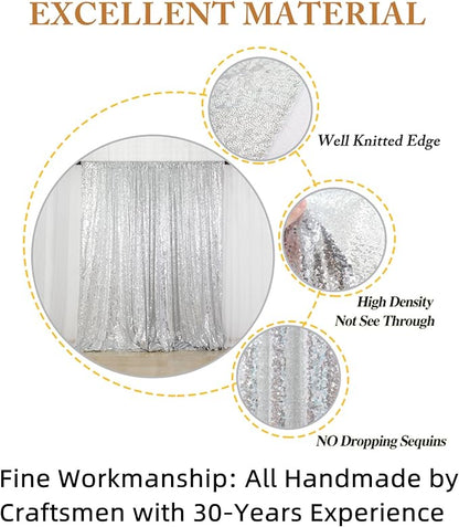 ShiDianYi Sequin Backdrop Silver 20X10FT Wedding Backdrop Photo Booth Glitter Curtain for Party Shimmer Photography Background Decoration
