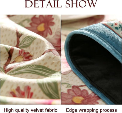 patdrea Designer French Elegant Wild Flowers Velvet Table Runner 87 Inch Long, Beige Pink Floral Pattern Table Mat, Decoration for Kitchen Dining Coffee Table Cabinet Banquet Thanksgiving,12"*87"