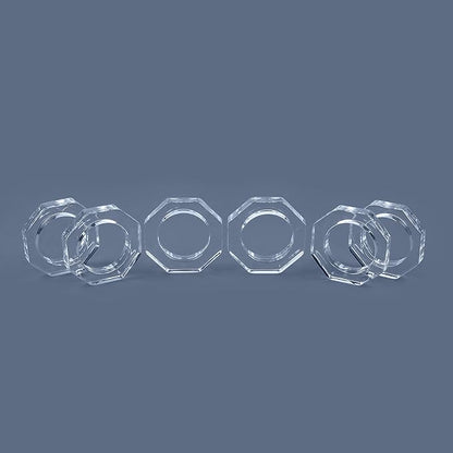 Acrylic Napkin Rings Set of 12 - Octagon Transparent Design for Christmas, Thanksgiving, Holiday Table Decor - Durable Crystal Napkin Holders for Dinner Parties & Everyday Use (Opaque)- CLEENTABLE
