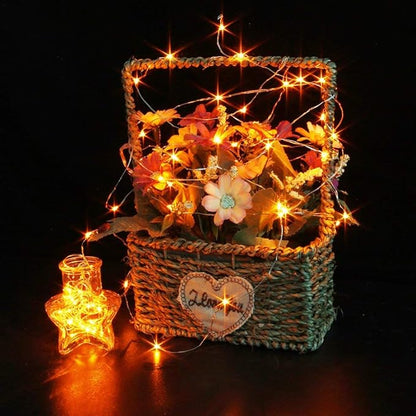 CYLAPEX 12 Pack Orange Fairy Lights String Battery Operated Fairy Lights Starry String Lights on 3.3ft/1m Silvery Copper Wire Lights for Hallowen Christmas Decoration Costume Wedding Party