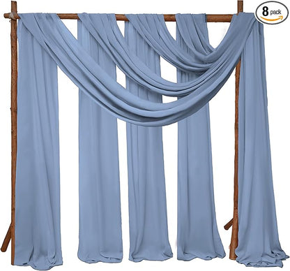 8 Panels Wedding Arch Draping Fabric 28" x 20Ft Wedding Arch Drapes Chiffon Fabric Drape Sheer Backdrop Curtain for Nuptials Party Ceremony Birthday Arbor Drapery Reception Ceiling Décor(Dusty Blue)