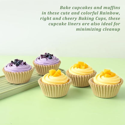2 inch 1000-Count Mini Cupcake Liners Bright Colorful Muffin Baking Cups, Odorless,Baking Paper Cups for Baking Candy Cooking，Upgraded & Food Grade Grease-Proof Paper (Brown, 2 Inch)