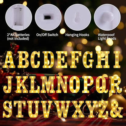 Light Up Letter A,LED Sign Marquee Letters 26 Alphabet for Party Birthday Name,Wedding,Christmas Decorations,Personalized Name Sign Letters for Centerpieces Table and Wall Decor
