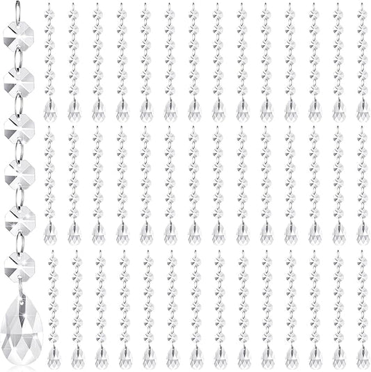 Nuenen 100 Pcs Acrylic Hanging Crystals for Centerpieces Chandelier Clear Crystal Garland Strands Ornament Acrylic Clear Beads Prisms Pendant for Christmas Tree Window Home Decoration(Teardrop)