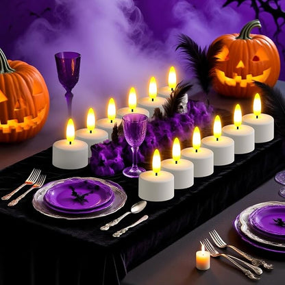 HL Rechargeable LED Tea Lights with USB Charging Base & Remote Timer - Battery Operated Flameless Flickering Votive Candles for Weddings, Emergency, Halloween, and Christmas Decorative 12pcs