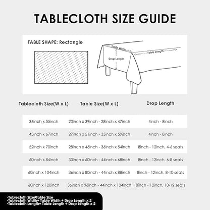 Rectangle White Tablecloth 60 x 84 Inch Polyester Fabric Washable Table Cloth Decorative Wrinkle Resistant Solid Color Table Cover for Dining Party Wedding Camping