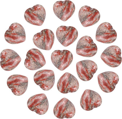PATIKIL 20 Pcs Natural Heart Shaped Crystal Stone, 0.6 Inch Mini Polished Love Gemstone Crystal, Pocket Rock Engraved Worry Stones for Women Gifts Meditation, Light Red