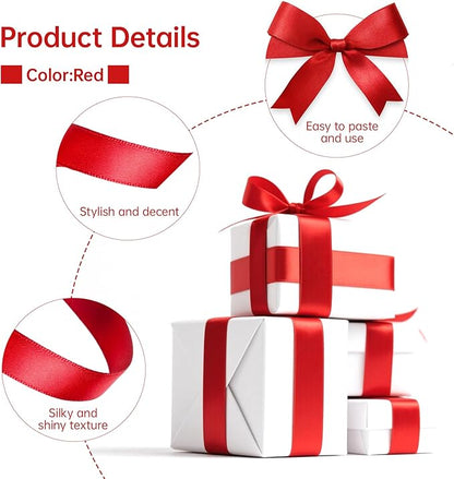 Red Satin Ribbon 1 Inch Wide x 50 Yards, Double Sided Polyester Ribbon for Christmas Crafts, Gift Wrapping, Valentine’s Day Decorations, Party and DIY Projects