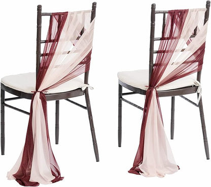 Ling's moment Wedding Chair Sashes Cover Aisle Decorations Draping Fabric Wrinkle-Free with Tie 16 Pcs Burgundy Pink Blush for Party Ceremony Reception Floral Arrangement Banquet Outdoor Decor