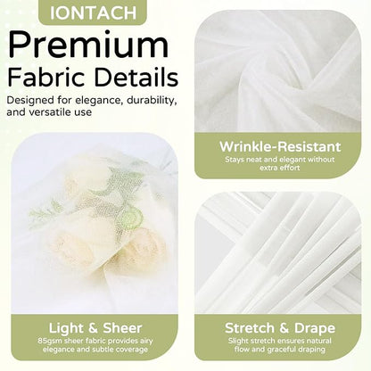 Wedding Arch Draping Fabric 29" x 19Ft Sheer Drapes for Backdrop Wedding Ceremony Reception Ceiling Decor Curtain Baby Bridal Shower Decoration (Ivory, 2 Panels)