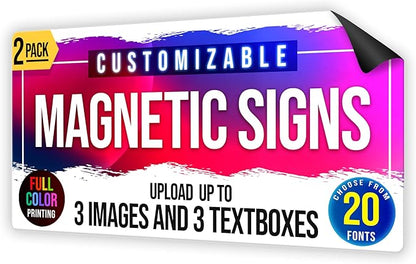 2-Pack,12"x24" Custom Magnet Signs in Full Color for Business and Advertising, 30 mil Customized Vinyl Car Magnets, Personalized Magnetic Sheets for Company Storefront & Vehicles (Rounded Corners D2)