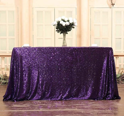 SquarePie Sequin Tablecloth 50 x 72 Inch Purple Sparkly Table Cloth for Wedding Halloween Party