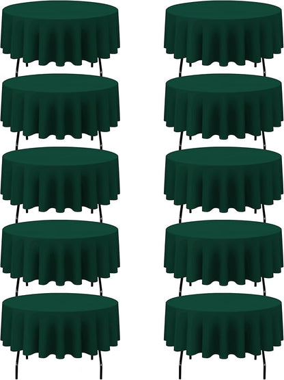 BRILLMAX 10 Pack Hunter Green Round Tablecloths 90 Inch - Circle Bulk Linen Polyester Fabric Washable Table Cloth Cover for Wedding Reception Banquet Birthday Party Buffet Restaurant