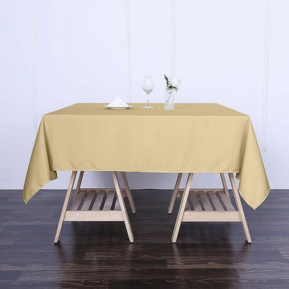 Efavormart 70" Premium Square Polyester Tablecloth for Wedding Kitchen Dining Events - Champagne