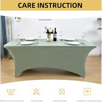 10-Pack 6ft Spandex Table Covers for Rectangle Standard Folding Tables - Wrinkle Resistant Stretch Tablecloths - Ultimate Fitted Table Protector for Parties, Banquet, Wedding