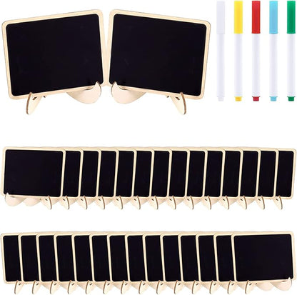 Swpeet 30Pcs Mini Chalkboards Signs with Liquid Chalk Markers and Easel Stand, Rectangle Message Board Signs for Weddings Place Cards, Birthday Parties, Table Numbers and Event Decorations