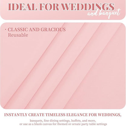 12 Pack 60 x 102 Inch Rectangle Tablecloth Pink Polyester Tablecloth for 6 Feet Rectangle Tables,Washable Fabric Table Cloth for Wedding Dining Table Buffet Parties Camping