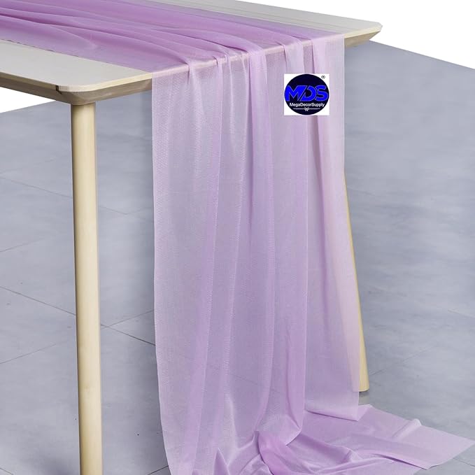 MDS Halloween Chiffon Table Runner - 12 Pack, 29 x 170 Inches, 14ft Each - Sheer Spooky Table Runners for Haunted House Parties, Trick-or-Treat Tables, Witchy Décor, Wedding & Events - Orchid