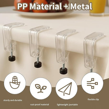 12 Piece Adjustable Tablecloth Clips with Strong Clamping Force to Prevent Slippage. Damage-Free Picnic Table Clips , Easy to Install, Suitable for Tables with Thickness Between 0.4-1.96 Inch.