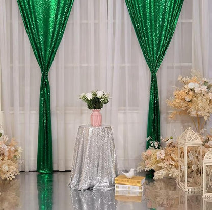 Eternal Beauty Sequin Backdrop Curtains, 2x8 Ft-2 Panels Green Back Drop for Shimmer Photography Party Wedding Birthday Decor