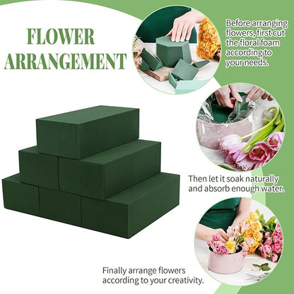 Aktor 24 Pcs Floral Foam Blocks for Fresh & Artificial Flower Arrangement, 8.8” x 4.1” x 2.7” Green Wet Foam for Wedding, Birthdays, Home, Office, and Garden Decorations