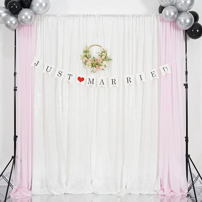 Poise3EHome White Sequin Backdrop Curtain,4 Panels 2FTx8FT Glitter Background for Party Birthday Party Baby Shower Wedding Christmas Thanksgiving Halloween Holiday Festival Decor
