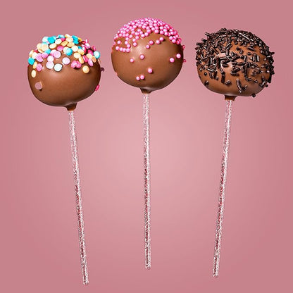 Coffee and Cocktail Stirrers, Reusable Plastic Drink Stirrer Sticks, 100 Ball Head Swizzle Sticks, Use as a Cocktail Garnish or Cake Pop Stick, and Restaurant Supplies, 6 inch (Pink)