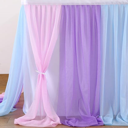 6ft Pink Blue Purple Tulle Table Skirts for Mermaid Baby Shower Birthday Party Wedding Pastel Tutu Table Cloth Cover for Rectangle Tables or Round Tables