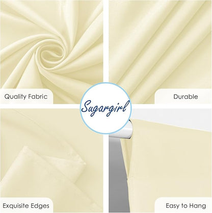 Sugargirl 10x10FT Light Yellow Backdrop Curtains Polyester Photo Backdrop Drapes Curtains 2 Panels with Rod Pockets for Party Birthday Wedding Photography Home Decoration