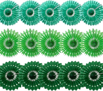 15pcs 10'' 12'' 14'' Paper Fans Decorations Green Theme Party Decor Round Tissue Paper Fans Hanging Paper Fans Set Party Paper Honeycomb Fans Decorations for Party Birthday Wedding Events