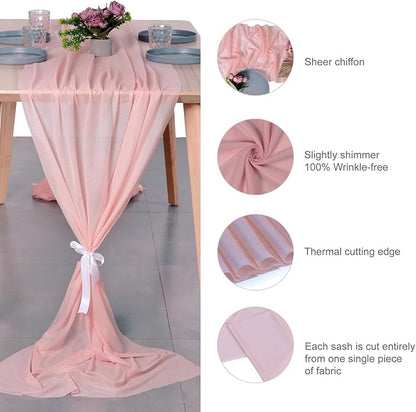 MDS Halloween Chiffon Table Runner - 12 Pack, 29 x 170 Inches, 14ft Each - Sheer Spooky Table Runners for Haunted House Parties, Trick-or-Treat Tables, Witchy Décor, Wedding & Events - Dusty Rose