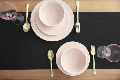 Solino Home Black Table Runner 36 Inches - Cotton Linen Hemstitch Coffee Table Runner 14 x 36 Inch Ideal for Dresser Tables - Fall, Autumn, Halloween, Thanksgiving, Holiday