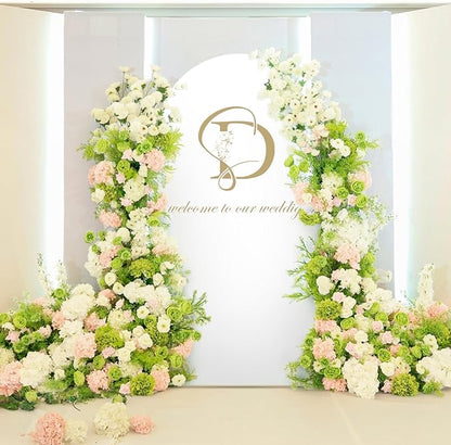 LEBENGURU Upgraded 5FT Wedding Arch Cover, White Spandex Fitted Arch Backdrop Cover, Round Top Chiara Stand Covers for Birthday Party Baby Shower Banquet Balloon Décor