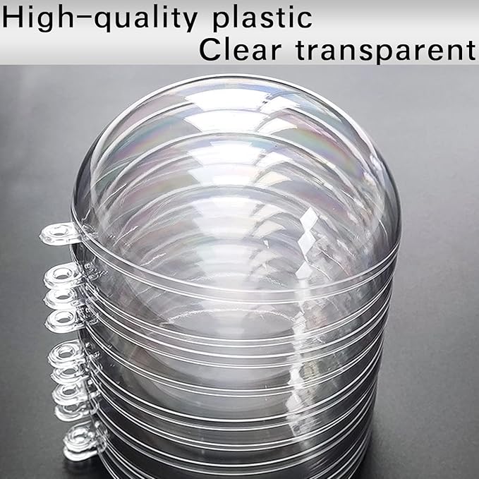 Jishi 10pk Clear Plastic Christmas Ornaments for Crafts Fillable DIY Christmas Ornaments Balls 4 Inch Acrylic Ornaments for Christmas Tree Decorations Hanging Christmas Decorations Home Decor Supplies