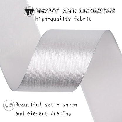Gray Solid Satin Ribbon 1-1/2 Inch 25 Yards Solid Polyester Fabric Ribbon for Gift Wrapping Wedding Christmas Baby Shower Birthday Party Decoration Handmade Immortal Flower Craft