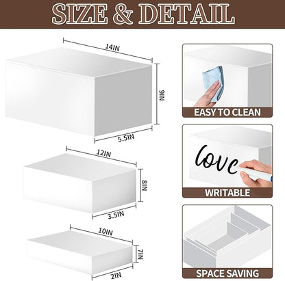 Extra Large Buffet Risers Set, 10" 12" 14" White Acrylic Food Risers for Buffet Table, Display Stand Shelf with Hollow Bottoms for Catering Dessert Collectibles Jewelry Figures Show (White)