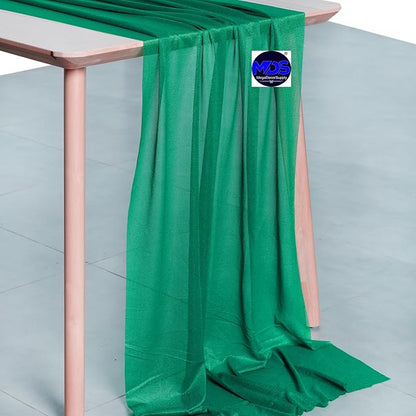 MDS 5 Pack 10ft Chiffon Table Runner 29 x 120 Inches Sheer Wedding Runner Romantic Rustic Table Runner for Wedding Decorations, Birthday Parties, Bridal Shower Party Arch Decor - Emerald Green