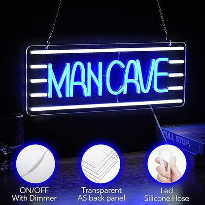 Man Cave Neon Sign, Neon Sign For Wall Decor, Art Led Light for Resturant Signage Shop Home Wall Decor Welcome Sign Bedroom Bar Hotel Shop Party(16.5 x 6.5 in)