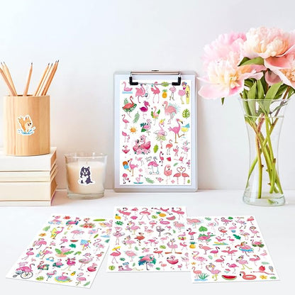 Flamingo Tropical Bird Stickers 840 Count Tropical Pink Bird Animal Stickers for Jungle Safari Animal Birthday Invitations Envelopes Summer Party Goodie Gifts Bags Decor Class Rewards