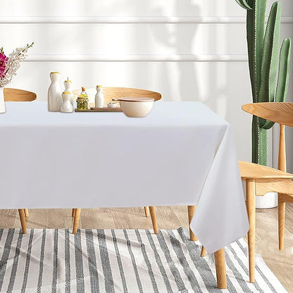 sancua 10 Pack White Tablecloth 60 x 102 Inch, Rectangle Table Cloth for 6 Feet Tables - Stain and Wrinkle Resistant Washable Polyester Table Cover for Dining Tables, Buffet Parties and Camping