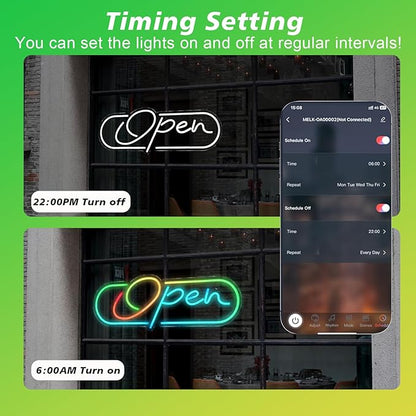 Ineonlife Open Neon Sign, Dream Colorful Open Controller Neon Light for Wall Display Sign Walls Window Door Bar Shop Coffee Salon Hotel Store with Remote Control & APP Control & USB Button Control